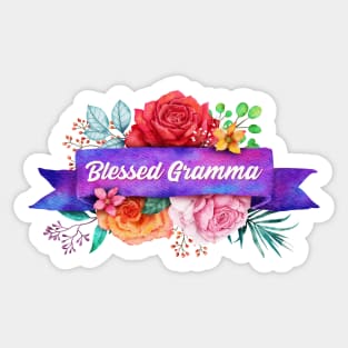 Blessed Gramma Floral Design with Watercolor Roses Sticker